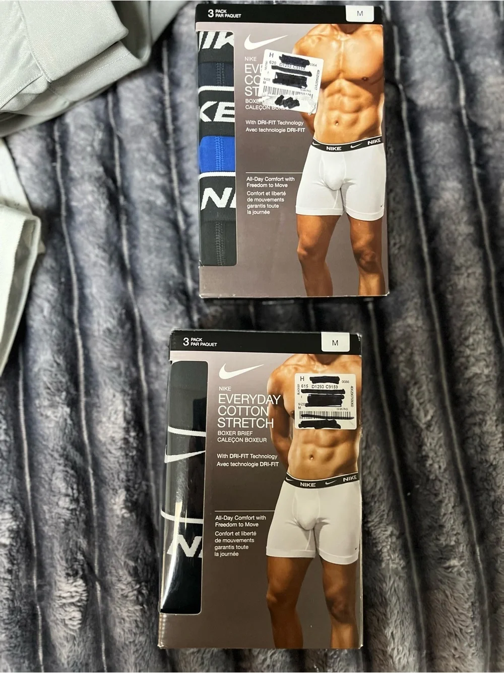 Nike Mens Everyday Cotton blend Stretch Boxer Briefs Black Blue White black xL M